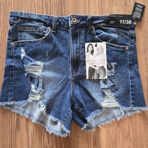Kendall & Kylie Distressed Denim Shorts - Blue